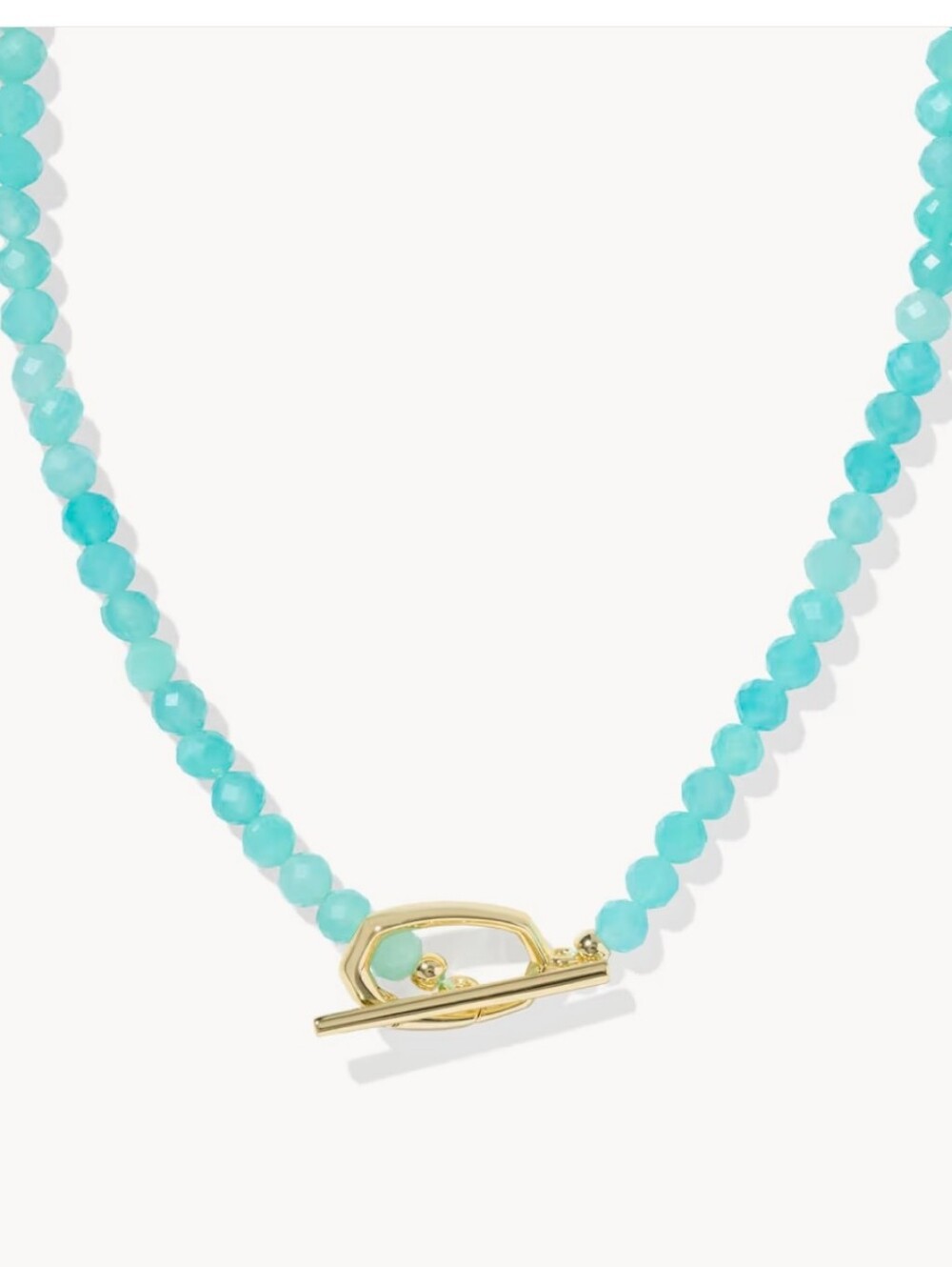 Kendra Scott Sylvia Teal Amazonite Beaded Collar Toggle Necklace Gold 17”